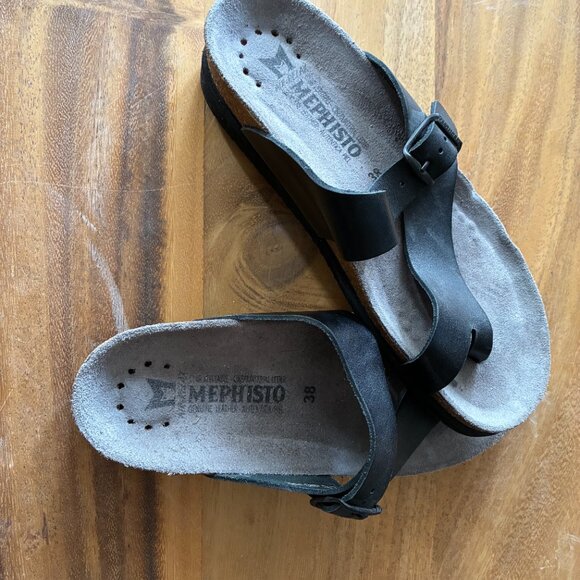 MEPHISTO WOMEN'S HELEN PLUS THONG SANDAL, BLACK, 8 /38 - Picture 2 of 4